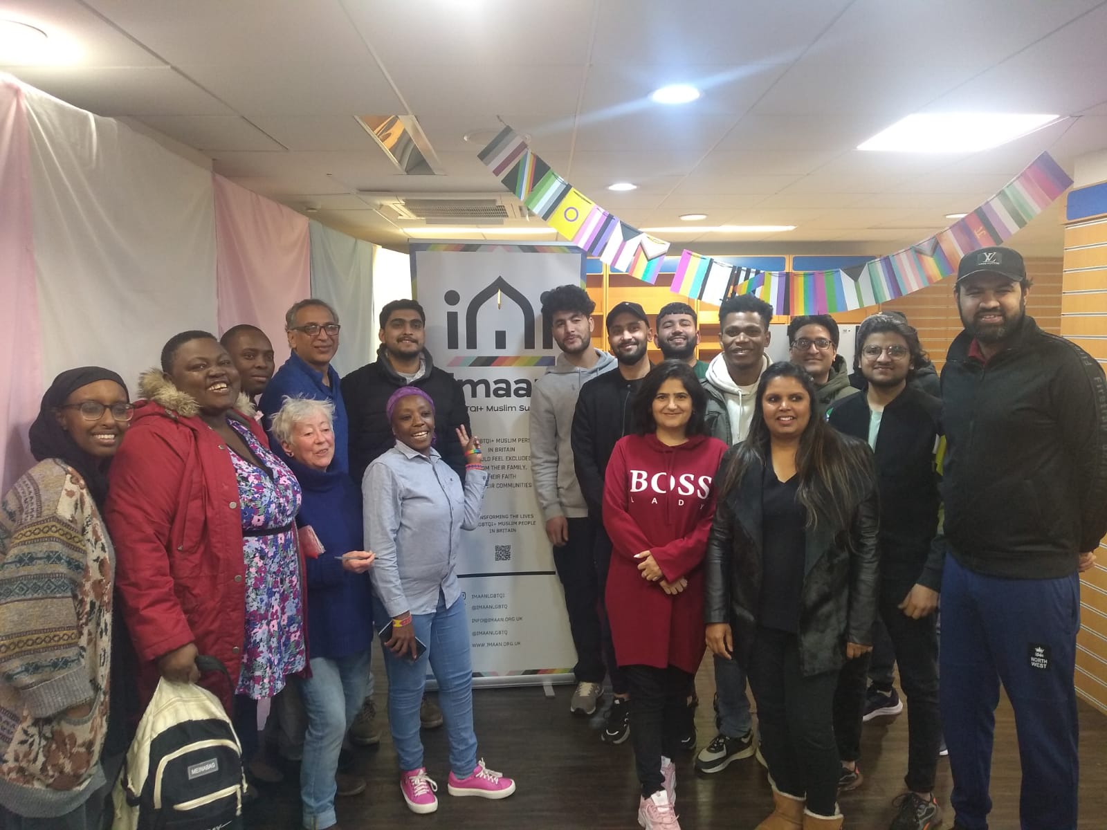 A large group of Journey members and volunteers at an LGBT Iftar event